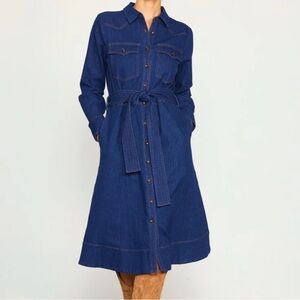 NWT Skies Are Blue Denim Long Sleeve Denim Shirt Dress, Size Medium